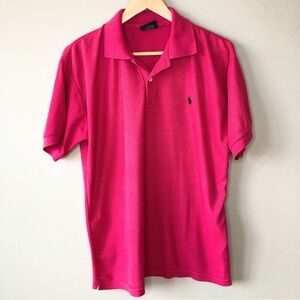 Ralph Lauren Men's Polo Sport Pink Cotton Black Polo Pony Shirt XL